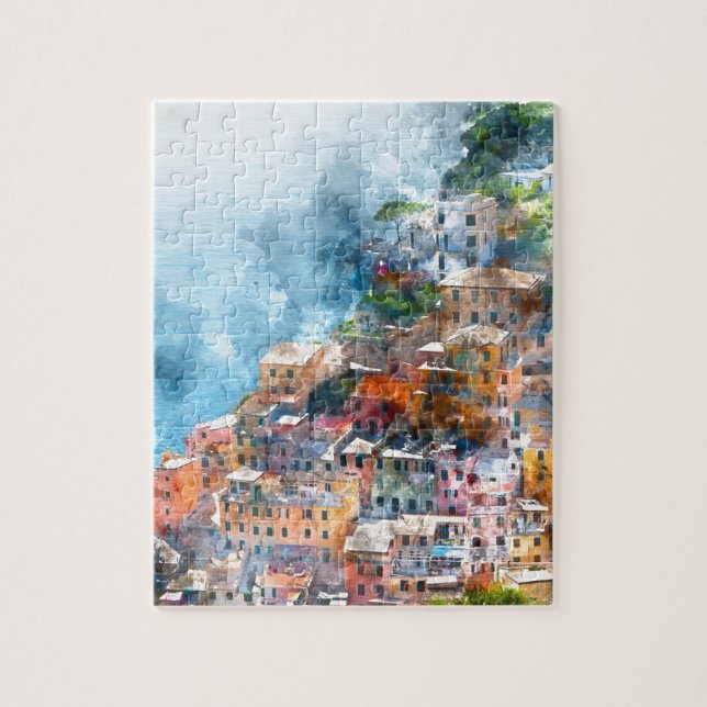 Cinque Terre Italy Watercolor (Vertikal)