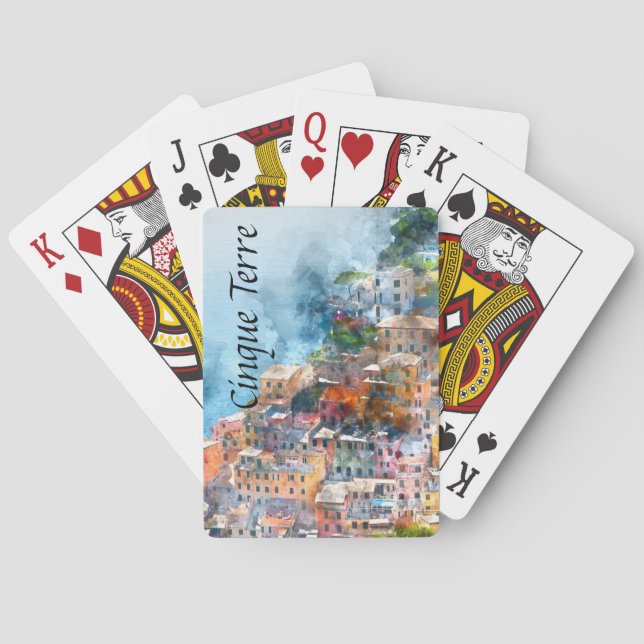 Cinque Terre Italy Watercolor Spielkarten (Rückseite)