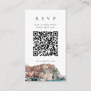 Cinque Terre Kliffdorf QR-Code RSVP-Karte Begleitkarte