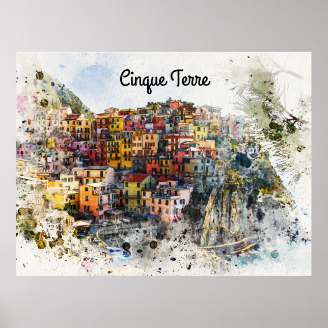 Cinque Terre Ligurien Italien Szene Sommerwasserfa Poster (Vorne)