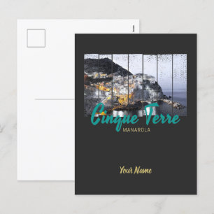 Cinque Terre Manarola Riomaggiore Vintag Feiertagspostkarte