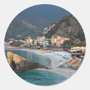 Cinque Terre - Morning Monterosso Beach Runder Aufkleber