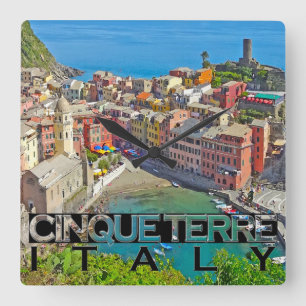 Cinque Terre Quadratische Wanduhr