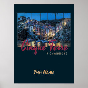 Cinque Terre Riomaggiore italienisches Vintage-Sou Poster