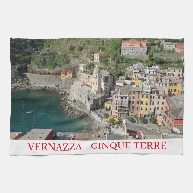Cinque Terre Vernazza vue serviette de thé (Horizontal)