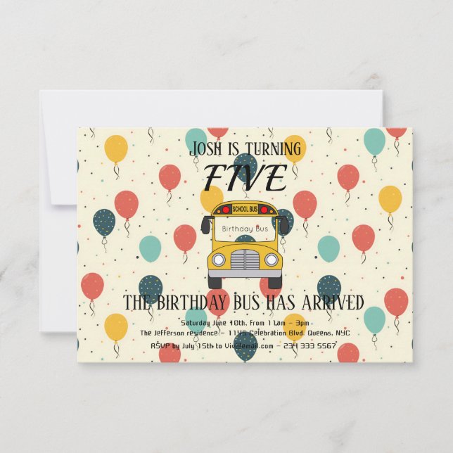 Cinquième Anniversaire Bus Jaune, Invitation Ballo (Devant)