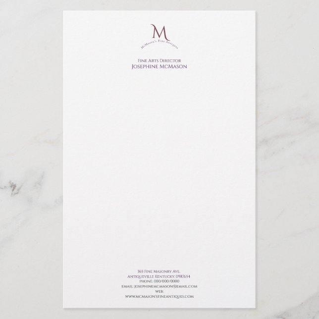 Cinzel-Monogramm Geschäftsschreibwaren Briefpapier (Vorderseite)