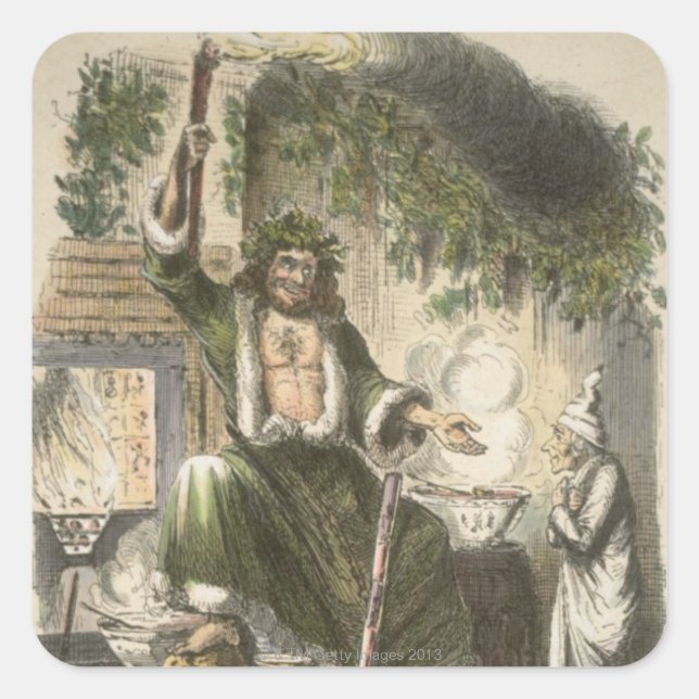 Circa 1900: Der Geist der Weihnachtszeit Quadratischer Aufkleber (Vorderseite)