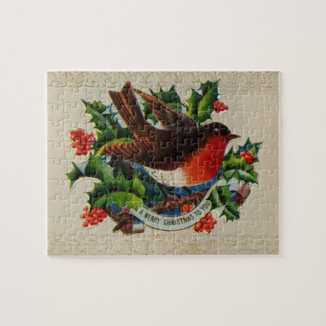 Circa 1900: Ein traditionelles Weihnachtsrobin (Horizontal)