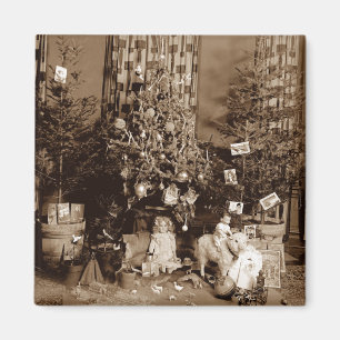 Circa 1900 Weihnachtsbaum und Spielzeugmagazin Magnet