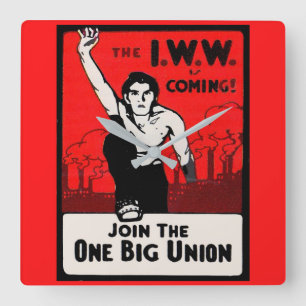 circa 1905 IWW kommt Quadratische Wanduhr
