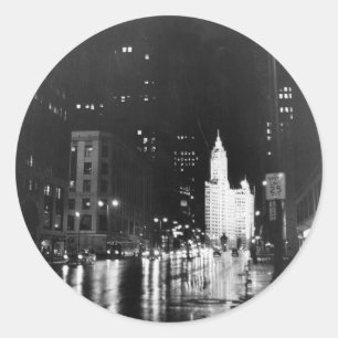 circa 1954: Eine Ansicht unten Michigan-Allee Runder Aufkleber