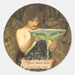 "Circe Invidiosa" Pre-Raphaelit-Buchzeichen Runder Aufkleber