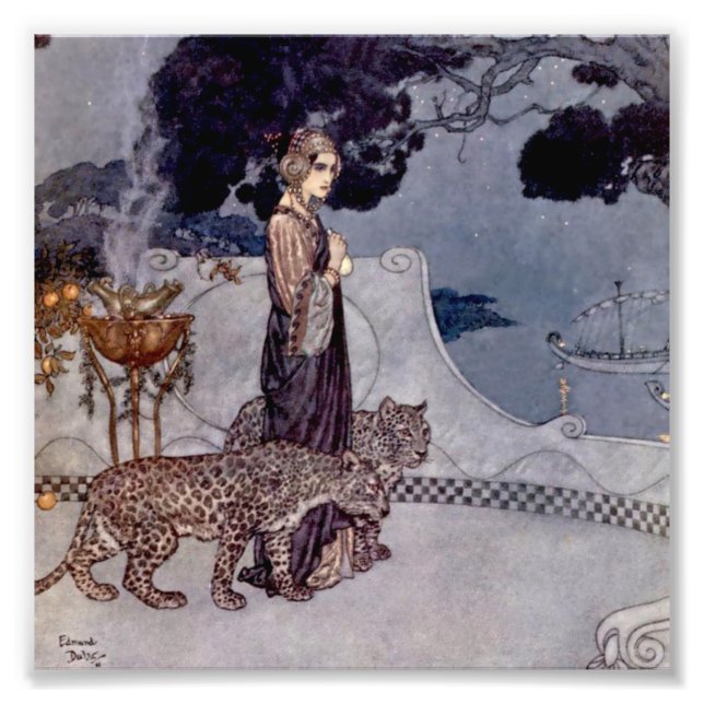 "Circe With Leopards" von Edmund Dulac Fotodruck (Vorne)