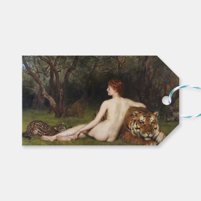Circe (Woman With Wild Cats) (by John Collier) Geschenkanhänger (Vorderseite (Horizontal))