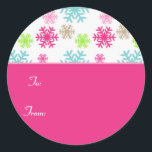 Circle Christmas Geschenk Tag Aufkleber Etiketten/<br><div class="desc">Circle Christmas Geschenk Tag Aufkleber Etiketten//Pink. Grafik von Snowflake mit freundlicher Genehmigung von www.dreamlikemagicblog.com.</div>