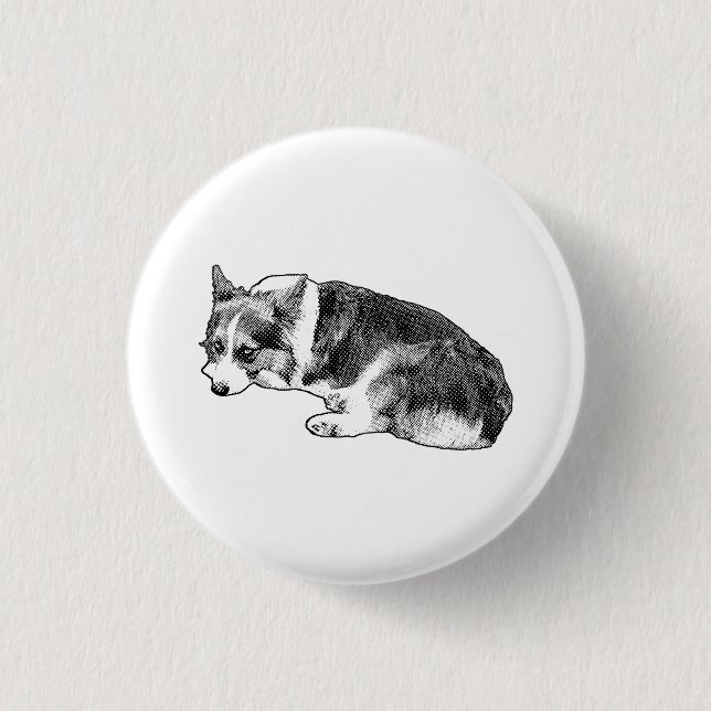 Circle Corgi, weicher Blick Button (Vorderseite)