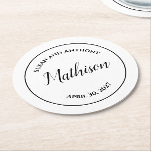 Circle Design Personalisiert Hochzeittränke Runder Pappuntersetzer