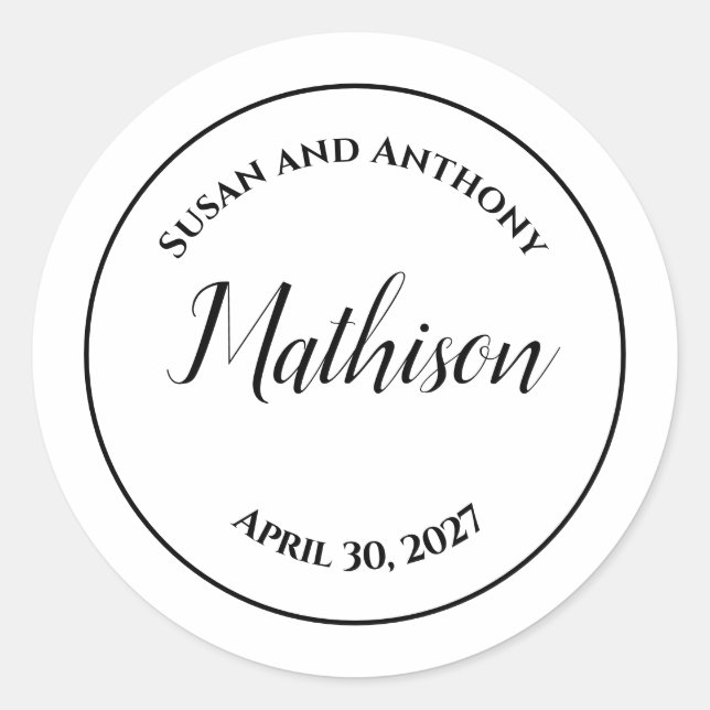 Circle Design Personalisierte Wedding Stickers Sie (Vorderseite)