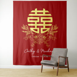 Circle Double glücklich Blume Hochzeitskugel Wandteppich