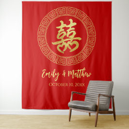Circle Double glücklich Chinesische Hochzeitskugel Wandteppich