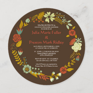 Circle Fall Wreath Design - Couple's Shower Invite Einladung