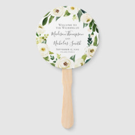 Circle Fan von White Blume and Green Wedding Progr Fächer