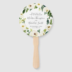 Circle Fan von White Blume and Green Wedding Progr Fächer
