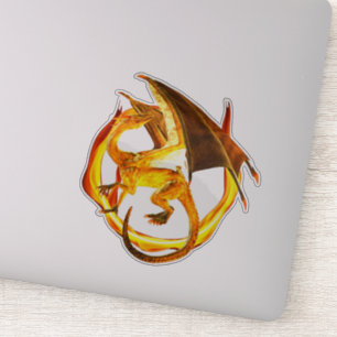 Circle Flame Fire Dragon Fantasy Aufkleber