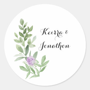 Circle floral Aufkleber grün und Lavendel