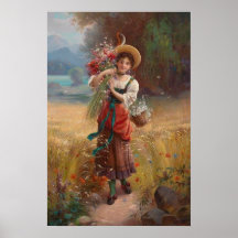 Circle Flower Girl par Hans Zatzka - affiche