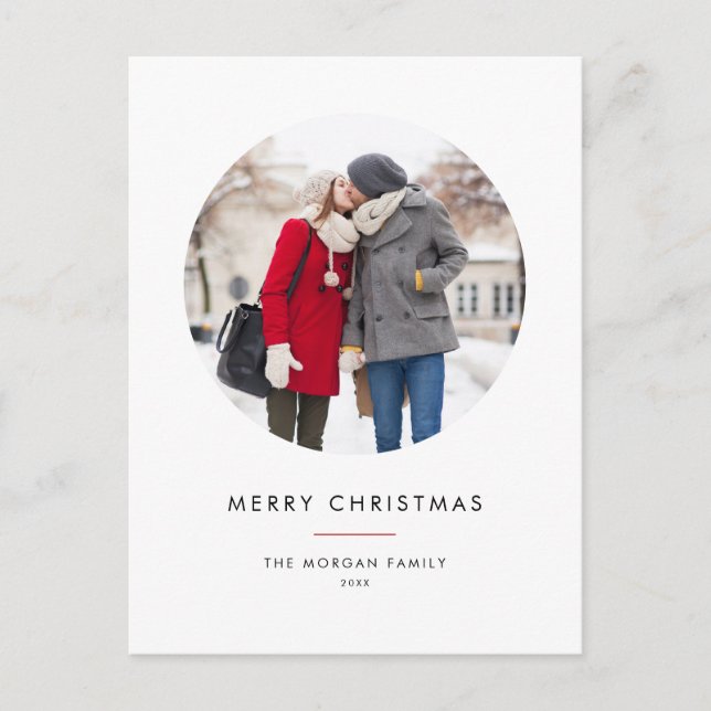 Circle Foto Rot Minimalistisch Frohe Weihnachten (Vorderseite)