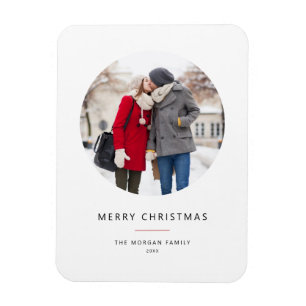 Circle Foto Rot Minimalistisch Frohe Weihnachten Magnet