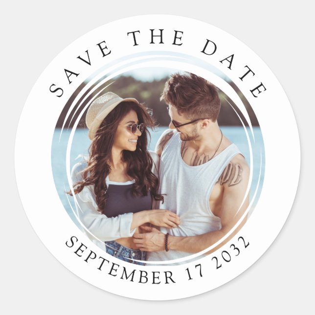 Circle Foto Save the Date Umschlag Aufkleber (Vorderseite)