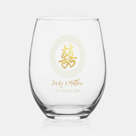 Circle Frame doppeltes Glück Chinesische Hochzeit Weinglas Ohne Stiel