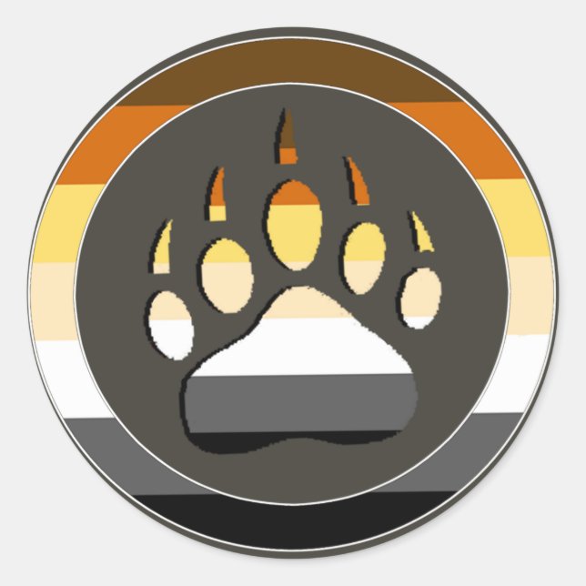 Circle Gay Bears Pride Flag Bären Paw Runder Aufkleber (Vorderseite)