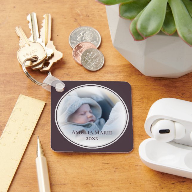 Circle Gerahmt Baby oder Wedding Foto Schlüsselanhänger (Schreibtisch)