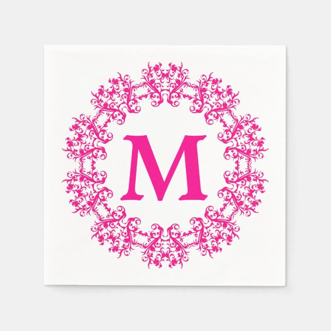 Circle Gerahmt Monogram Paper Napkins Serviette (Vorderseite)