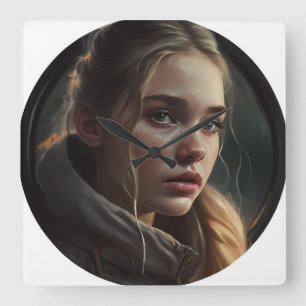 Circle girl quadratische wanduhr