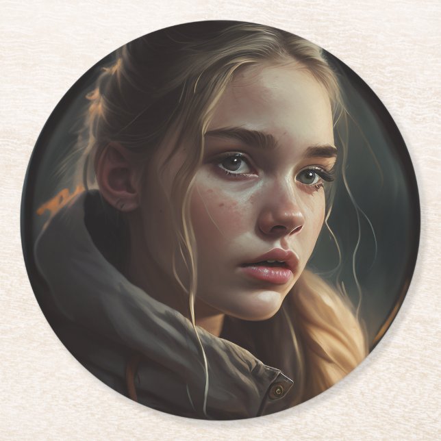 Circle girl runder pappuntersetzer (Vorderseite)