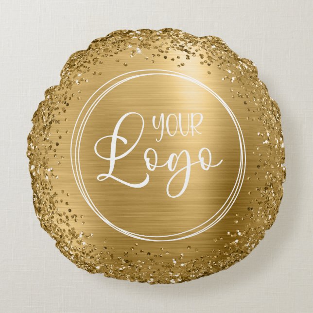 Circle Gold Glitzer and Foil Logo Rundes Kissen (Vorderseite)