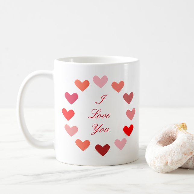 Circle Hearts I Liebe You - Tasse (Mit Donut)