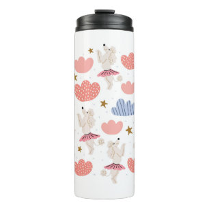 Circle Illustration mit niedlichen Poodle Hunden i Thermosbecher