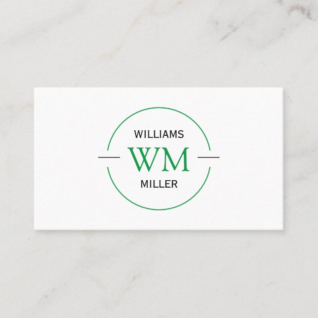 Circle Initials Modern Green - Business Card Visitenkarte (Vorderseite)