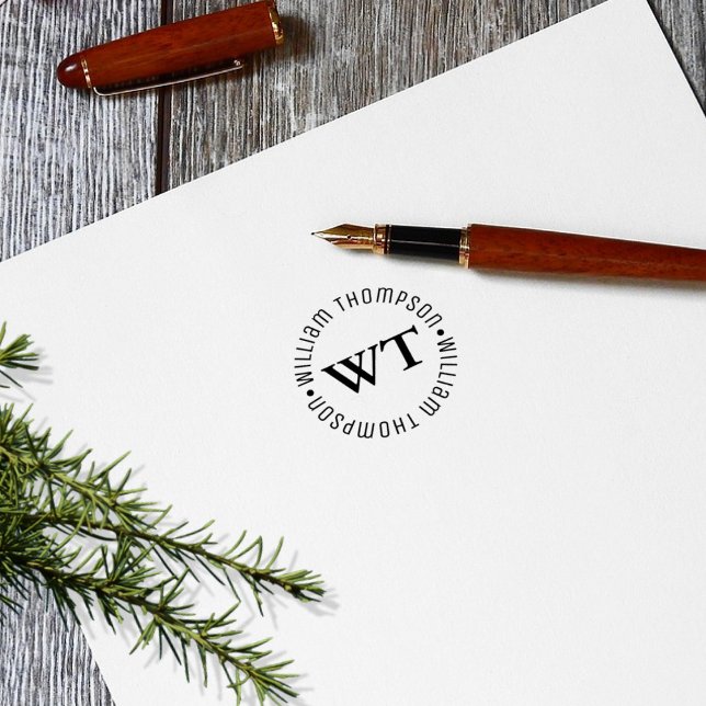 Circle Logo Monogram (Name und Initialen) Gummistempel (Von Creator hochgeladen)