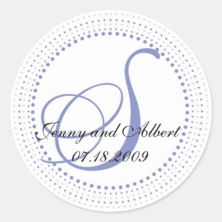 Circle Monogram Aufkleber in Periwinkle - S