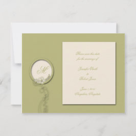 Circle Monogram in Green und Creme Save the Date