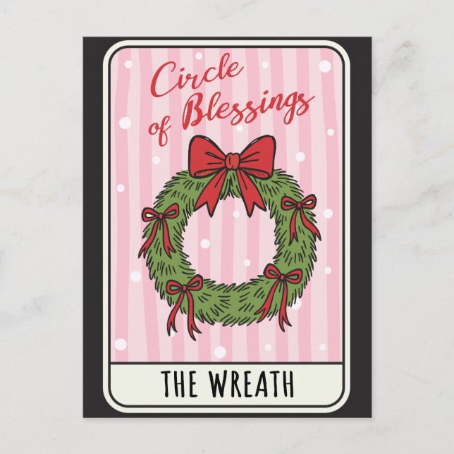 Circle of Blessings Christmas Wreath  Feiertagspostkarte (Vorderseite)