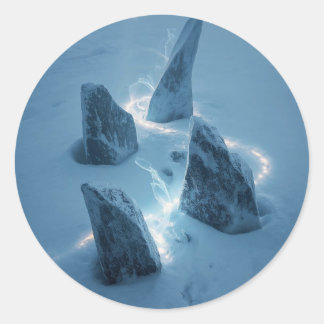 Circle of Light in the Snow Runder Aufkleber