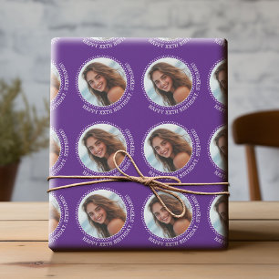 Circle One Foto mit Geburtstagsgruß - Lila Geschenkpapier